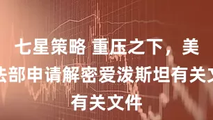 七星策略 重压之下，美司法部申请解密爱泼斯坦有关文件